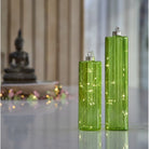 Hanging LED Glass Cylinders Amber,Amarillo,Aqua,Lavender,Lime Green,Camellia