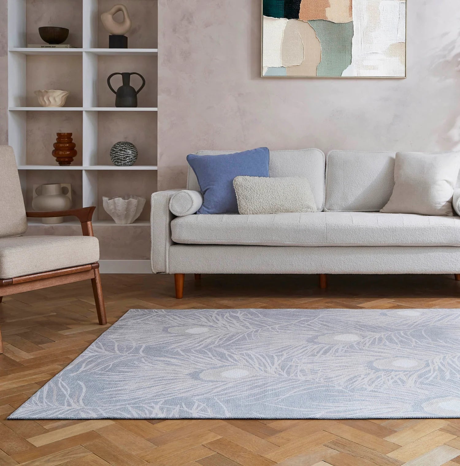 Harlequin Orlena Washable Rug, Powder Blue 76 x 150cm,120 x 170cm,152 x 230cm,185 x 290cm,61 x 230cm