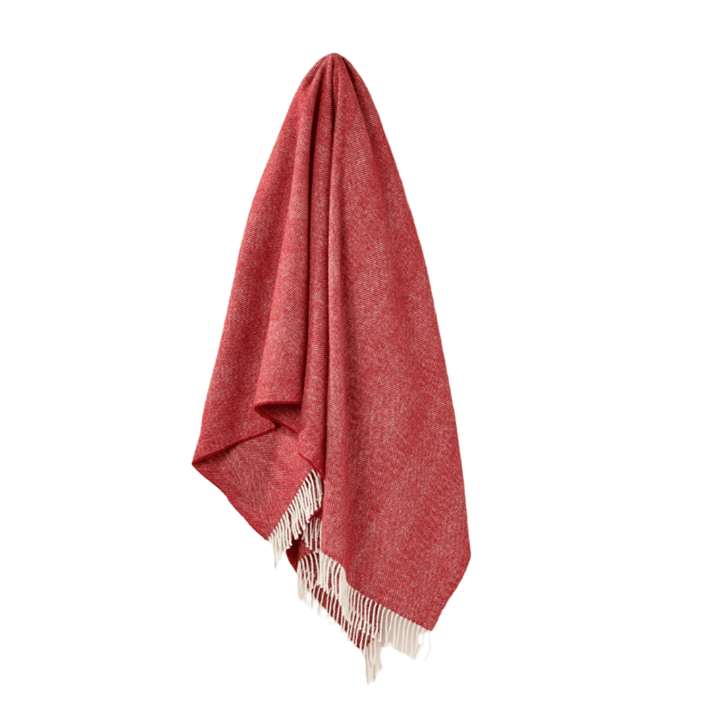 Herringbone Pure New Wool Throw in Red - Angela Reed - 