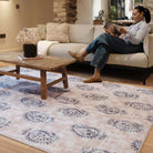 Hug Rug Eco - Washable Woodblock Paisley Blue - Angela Reed - 