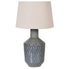Indigo Diamond Patterned Lamp with Shade