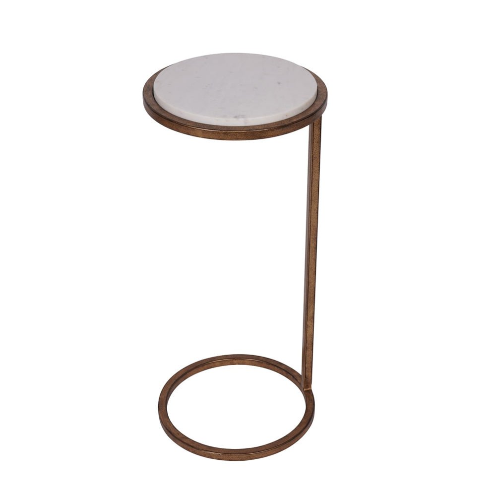 Iota Accent Table, White Banswara Marble