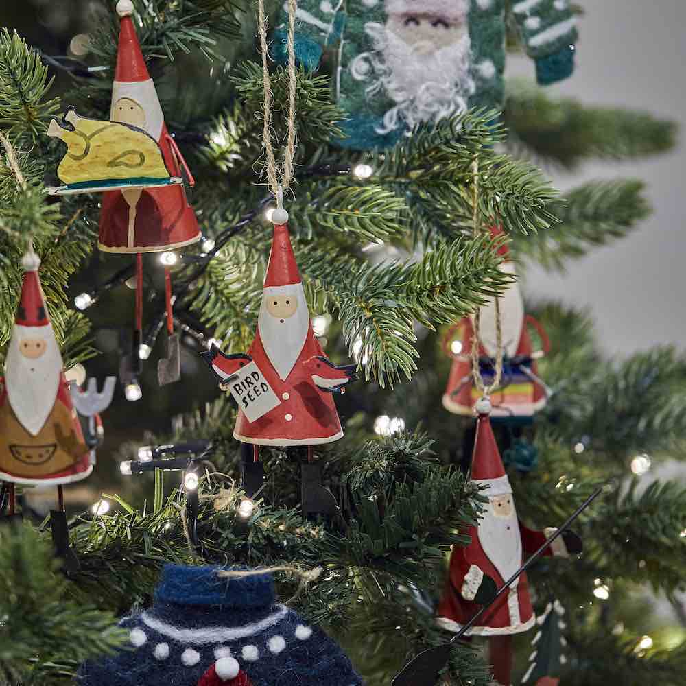 Jolly Old Elf Christmas Decorations, Metal Hand painted Santas