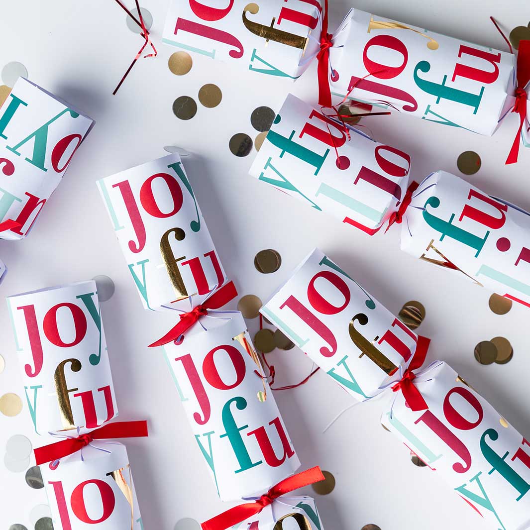 Joyful Christmas Crackers, Pack of 12