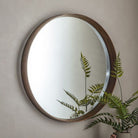 Keaton Large Round Mirror, Walnut