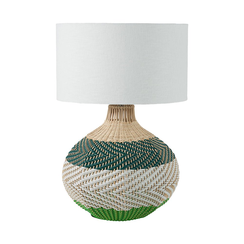 Large Brera Rattan Table Lamp, Emerald