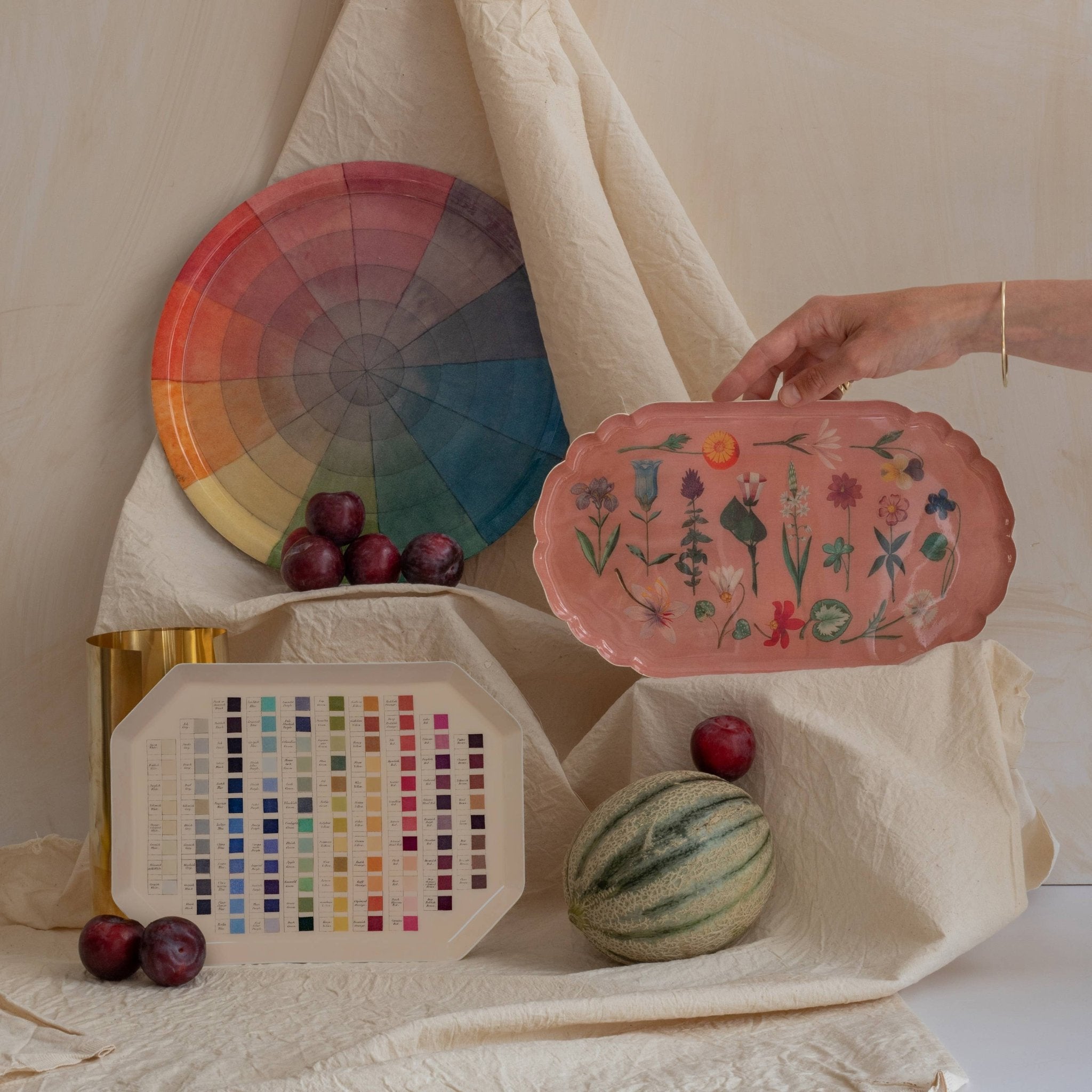 Large Vintage Colour Wheel Enamel Tray