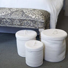 Large White Cotton Rope Lidded Basket