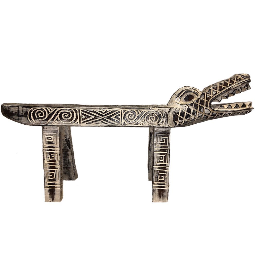 Large White Crocodile Bench