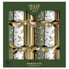 Luxury Sage Mistletoe Christmas Crackers, Pack of 6