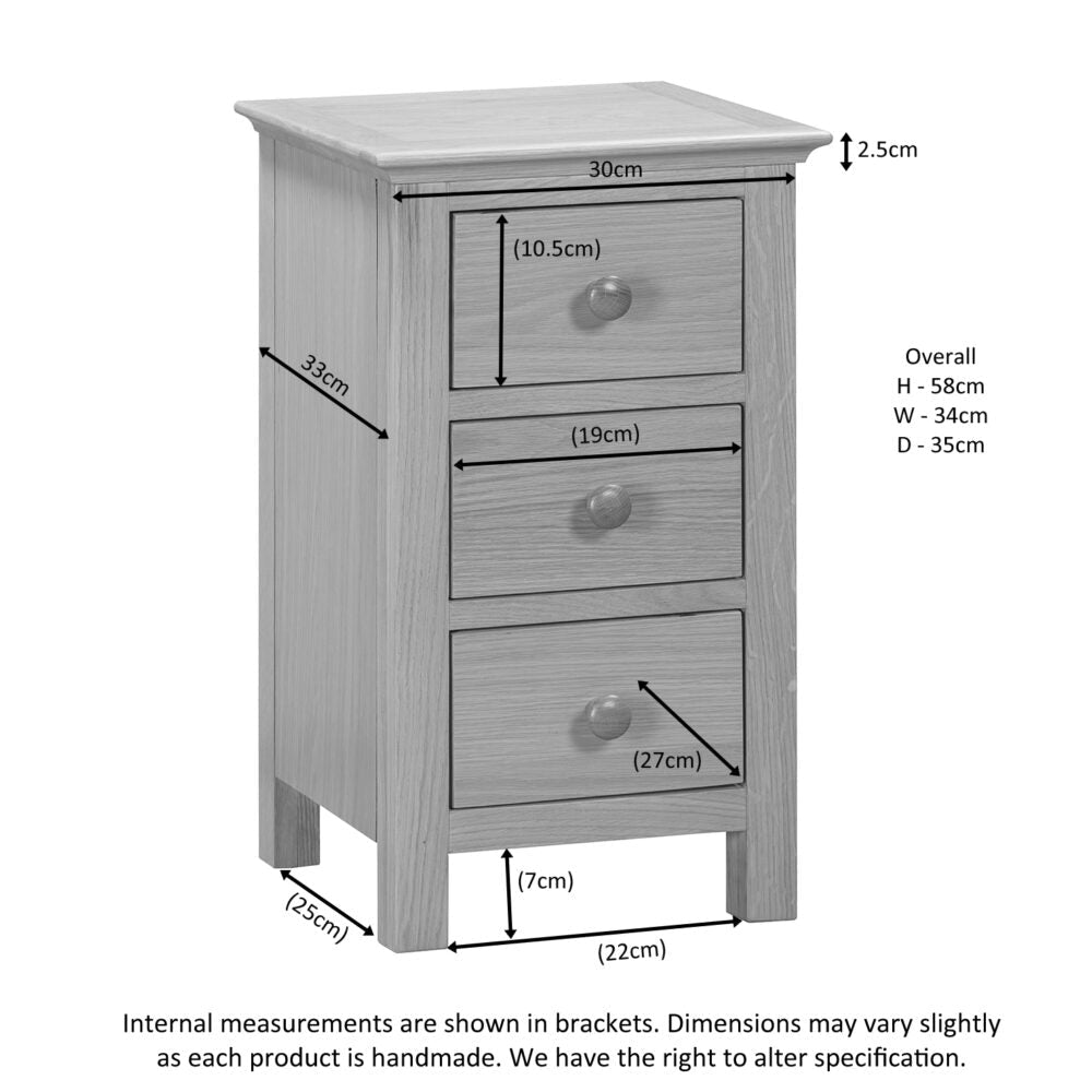 Malmo 3 Drawer Bedside - Angela Reed - 