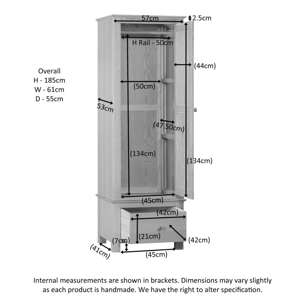 Malmo Single Wardrobe with Drawer - Angela Reed - 