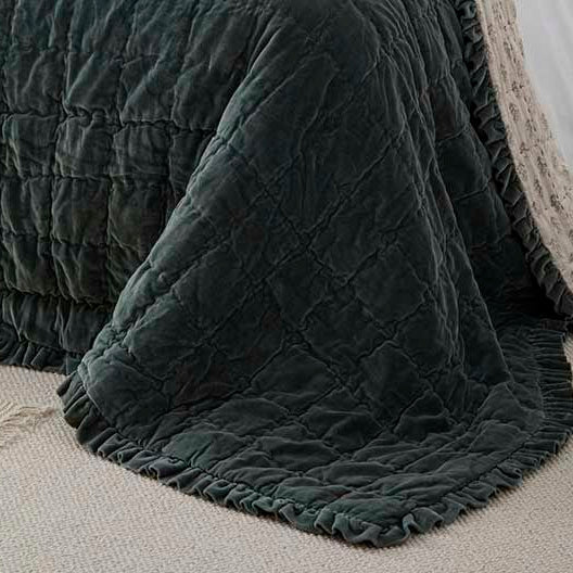 Matilda Velvet Ruffle Bedspread, Teal - Angela Reed - 