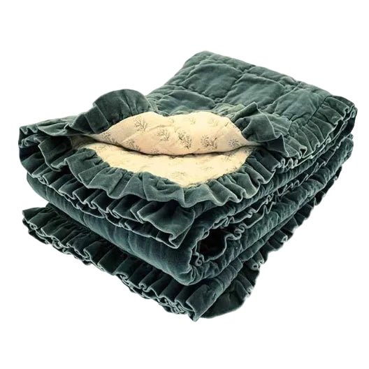 Matilda Velvet Ruffle Bedspread, Teal - Angela Reed - 