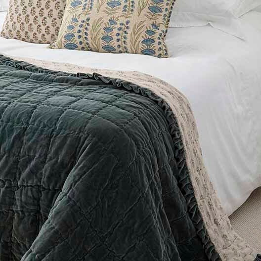 Matilda Velvet Ruffle Bedspread, Teal - Angela Reed - 