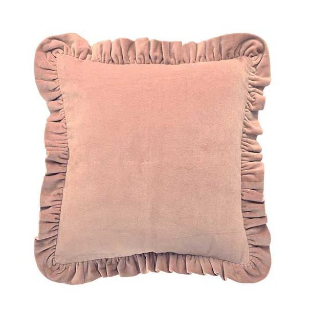Matilda Velvet Ruffle Cushion, Rosewood - Angela Reed - 