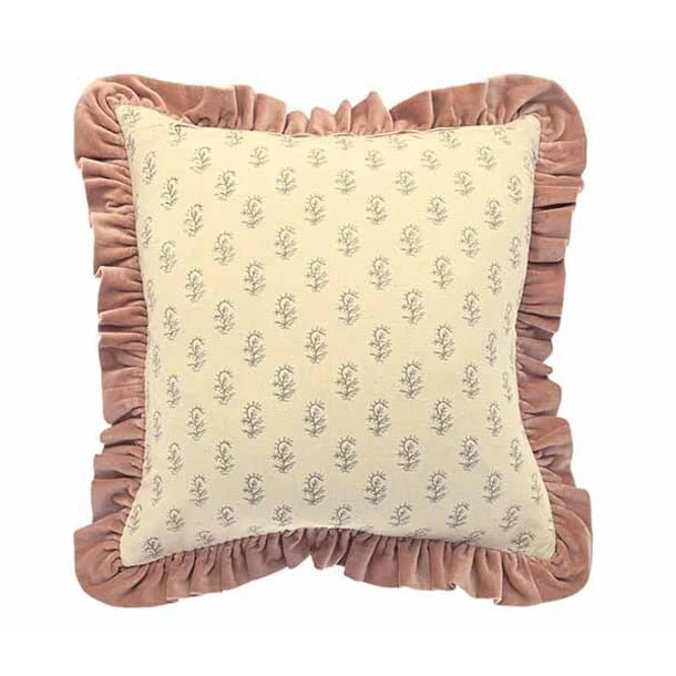 Matilda Velvet Ruffle Cushion, Rosewood - Angela Reed - 