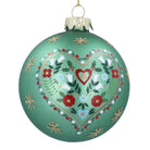 Matt Sage Green Alpine Heart Glass Bauble