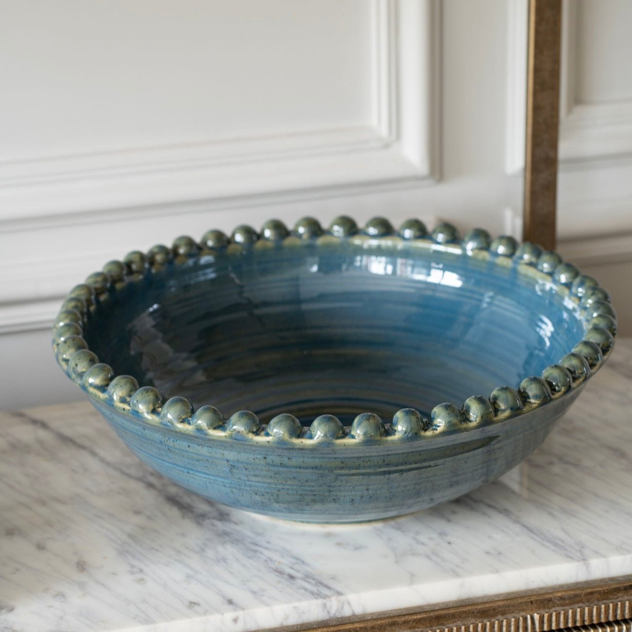 Mediterranean Bobble Ceramic Bowl, Blue