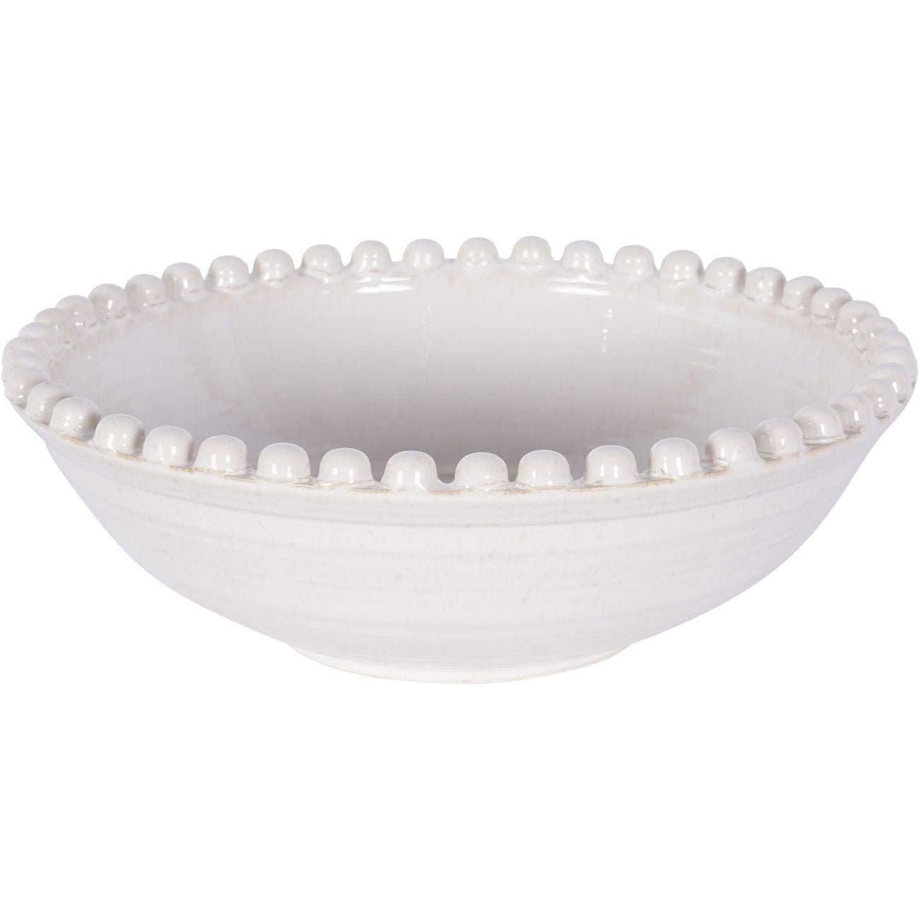 Mediterranean Bobble Ceramic Bowl, Cream
