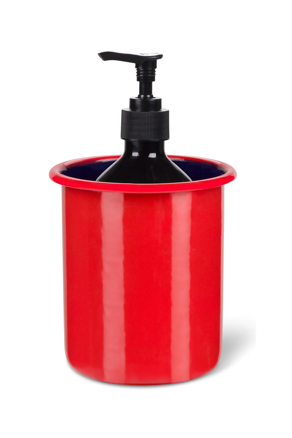 Medium Enamel Utensil Holder in Chilli Red & Midnight Blue
