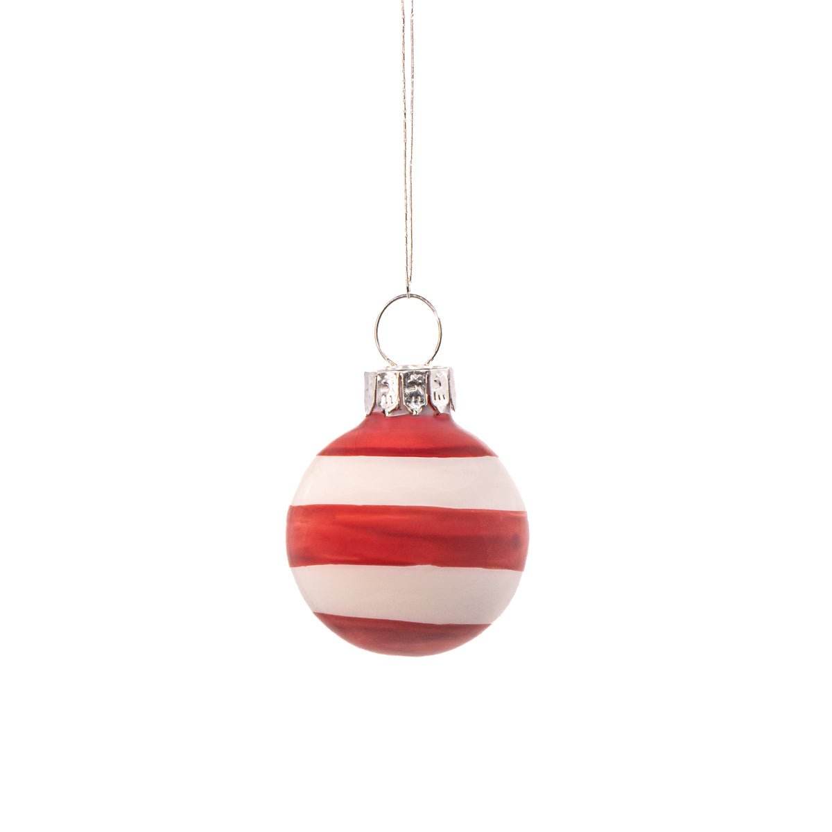 Mini Bauble Red & White Stripe, Set of 12