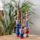 Mixed Set of Variable Bold Stripe Eco Dinner Candles, 6 per pack