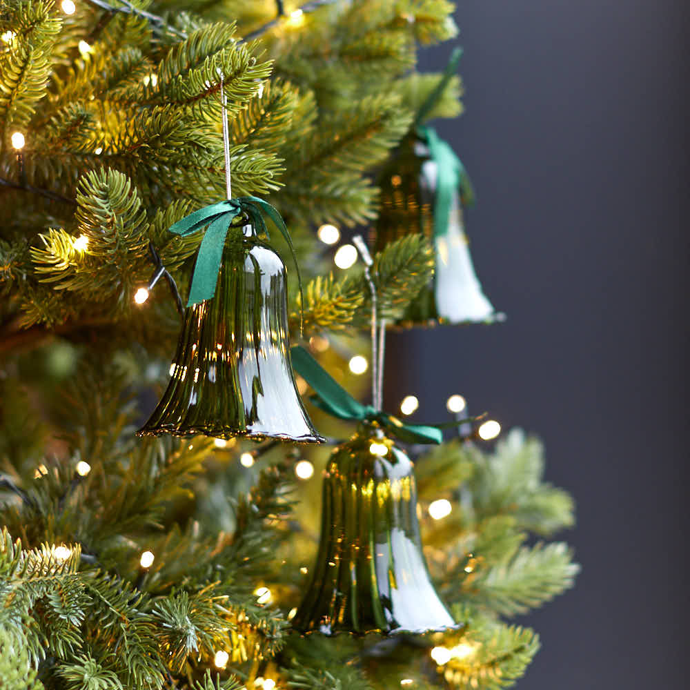 Moss Ribbon Glass Bell