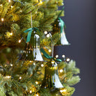 Moss Ribbon Glass Bell