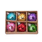 Multicoloured Mirror Ball Bauble, Set of 6