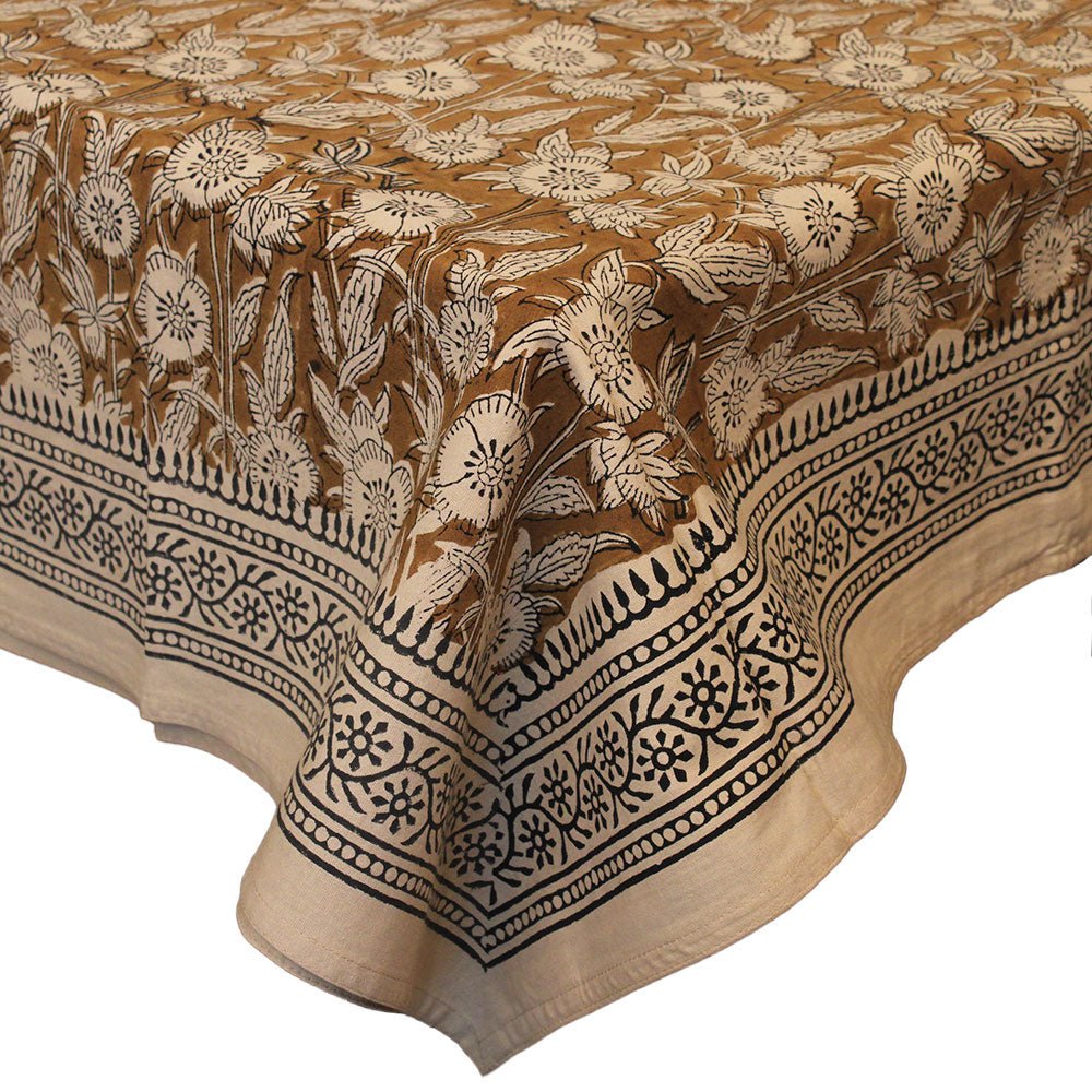 Mustard Indian Floral Tablecloth - Angela Reed -