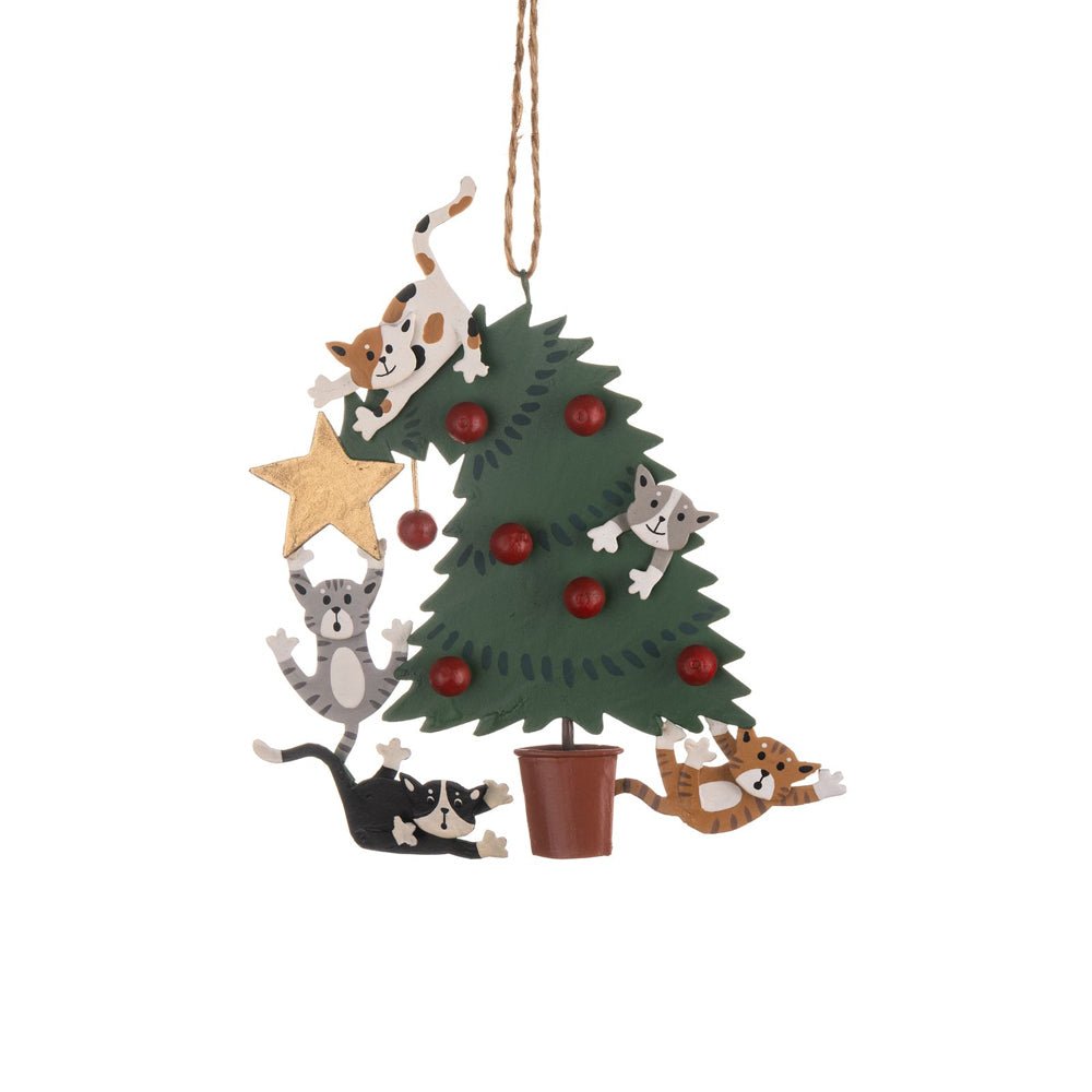 Naughty Cats In Tree Hanging Decoration