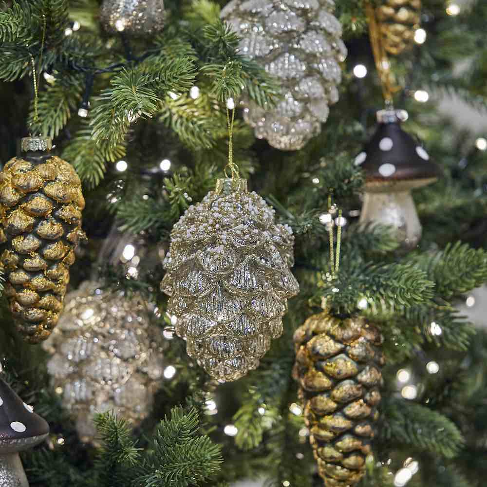 New Fallen Snow Christmas, hand painted pine cones and decorations