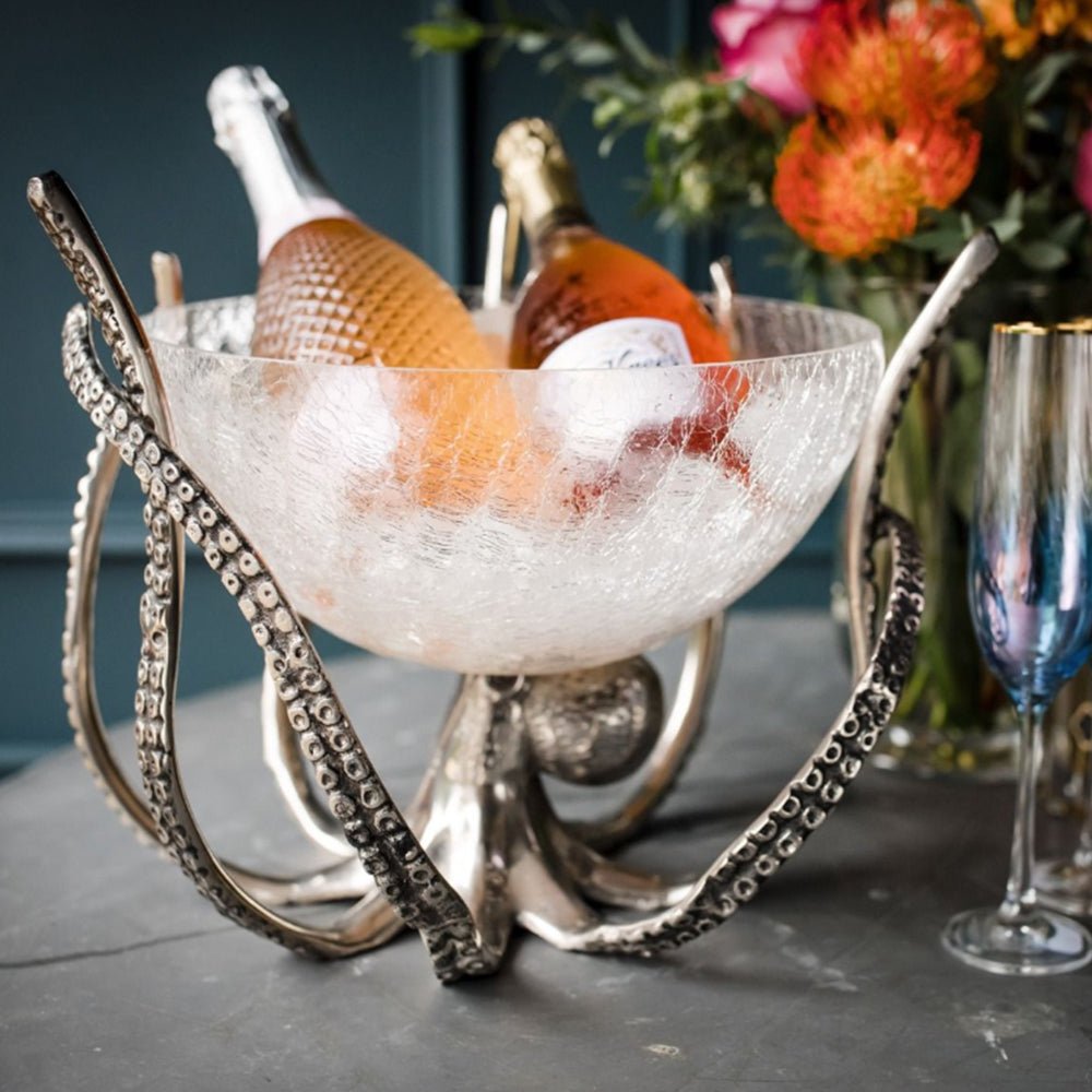 Octopus Stand and Crackle Glass Bowl