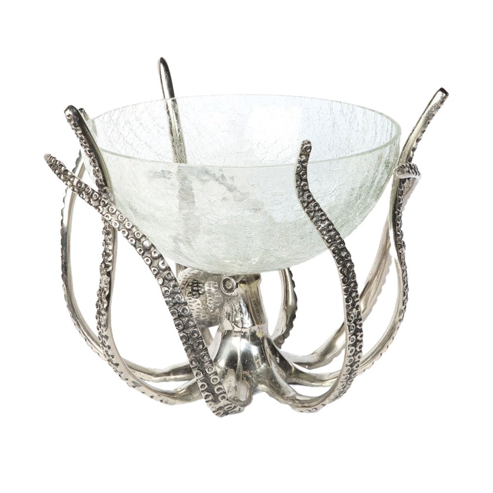 Octopus Stand and Crackle Glass Bowl