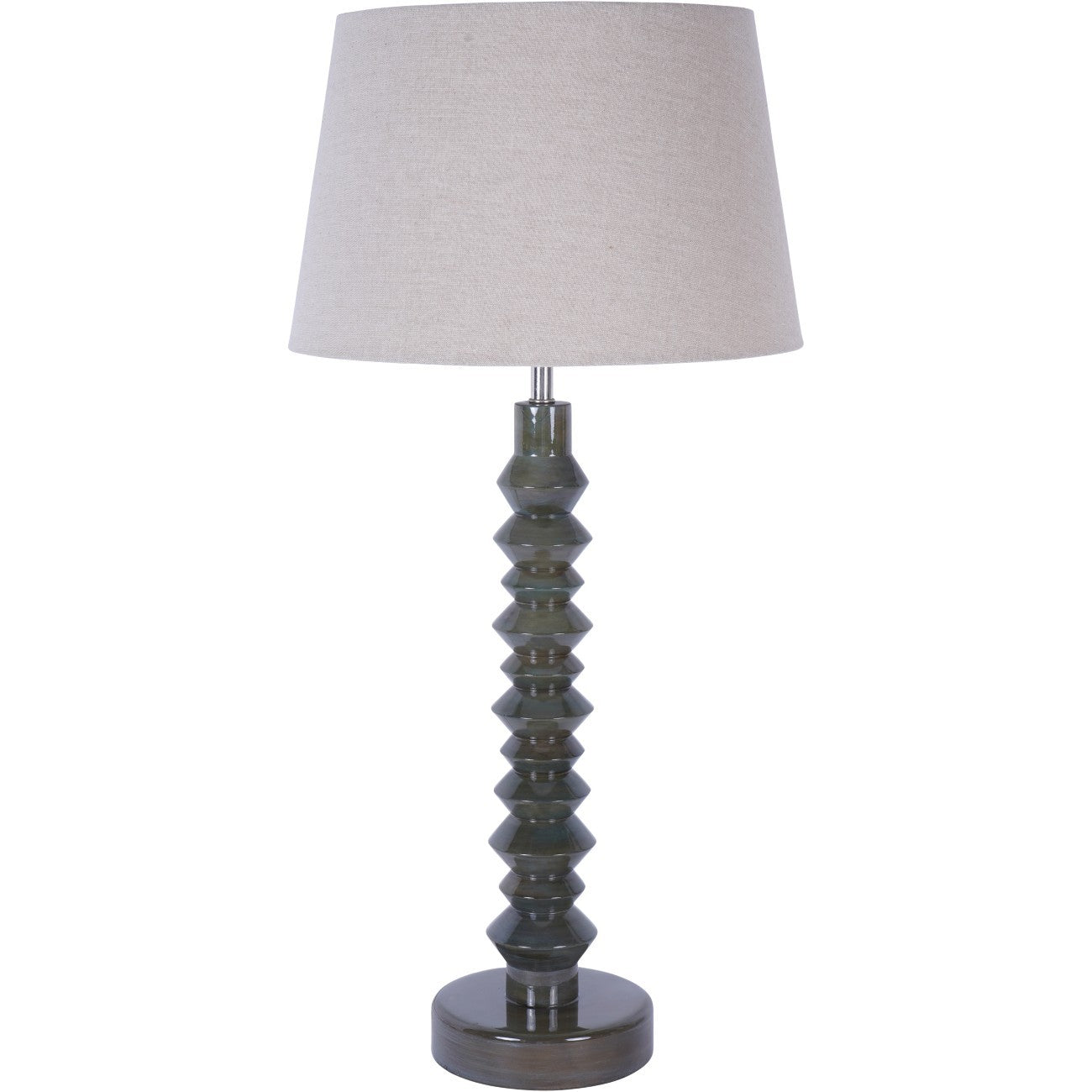 Olive Pillar Table Lamp with Shade