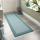 Origins Borders Rug, Duck Egg 120 x 170cm,160 x 230cm,200 x 290cm,67 x 200cm,80 x 150cm
