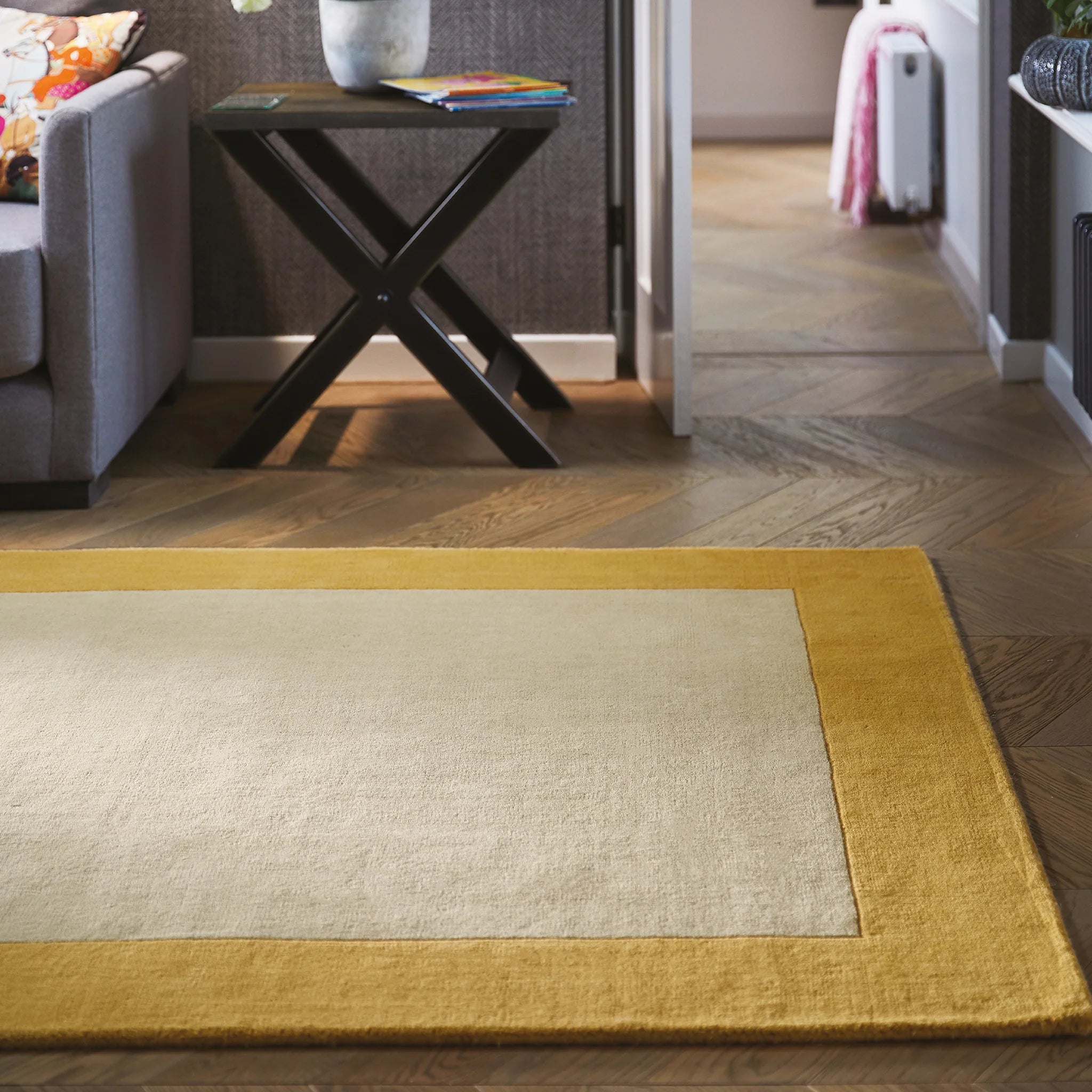 Origins Borders Rug, Ochre 120 x 170cm,160 x 230cm,200 x 290cm,67 x 200cm,80 x 150cm