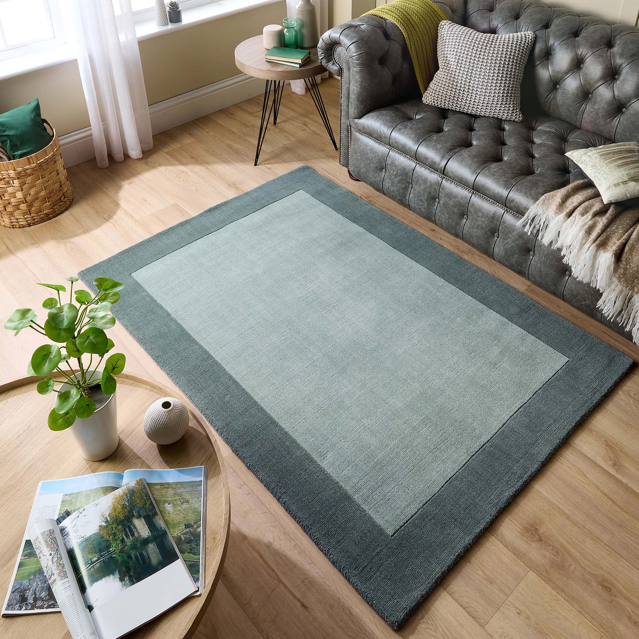 Origins Borders Rug, Sage Green 120 x 170cm,160 x 230cm,200 x 290cm,67 x 200cm,80 x 150cm