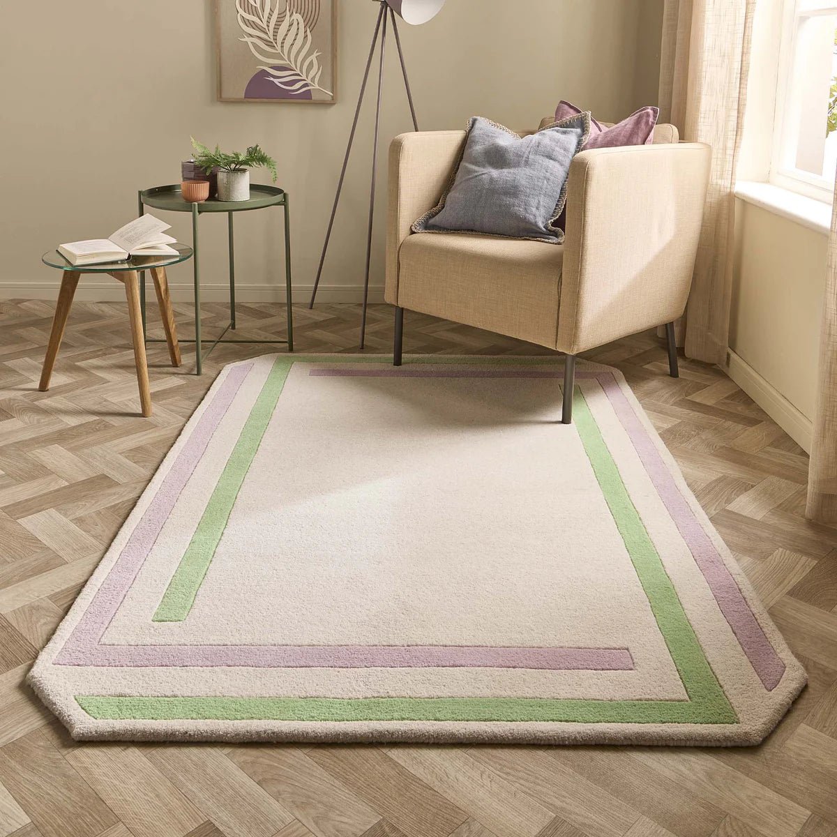 Origins Contour Lavender & Green Rug 120 x 170cm,160 x 230cm,200 x 290cm