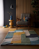 Origins Retro Deco Rug, Blue 120 x 170cm,160 x 230cm,200 x 300cm