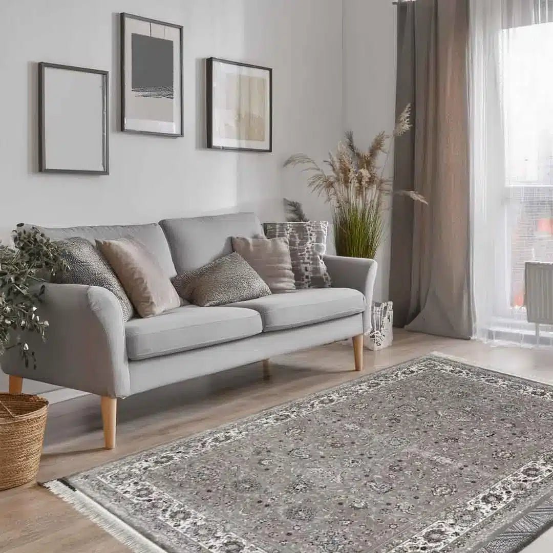 Ornate Persian Floral Grey Rug - Angela Reed - 