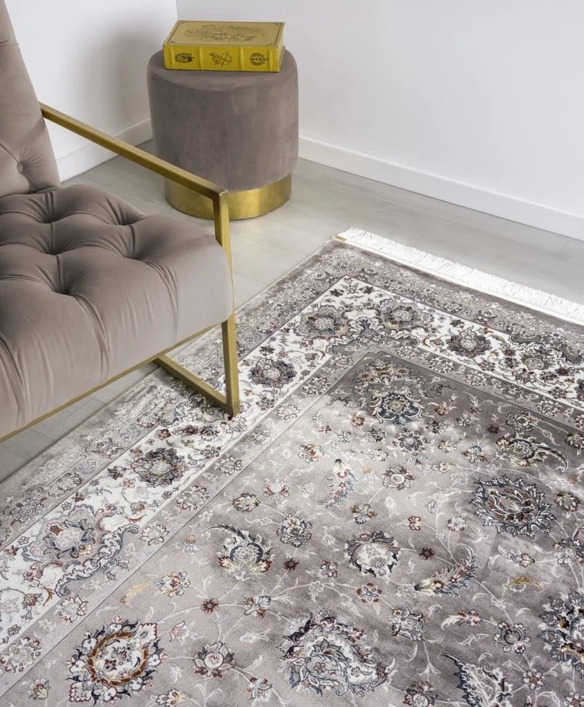 Ornate Persian Floral Grey Rug - Angela Reed - 