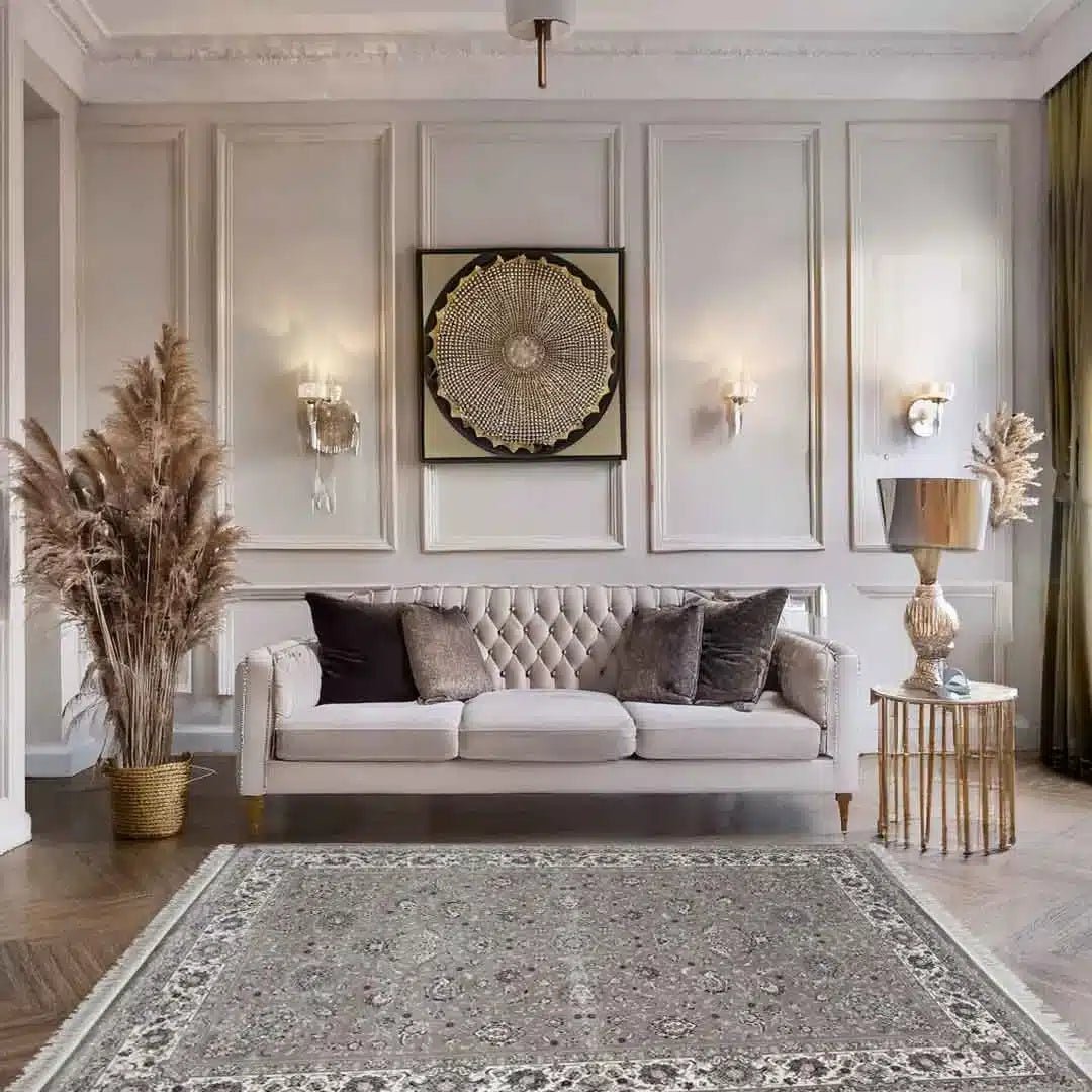 Ornate Persian Floral Grey Rug - Angela Reed - 