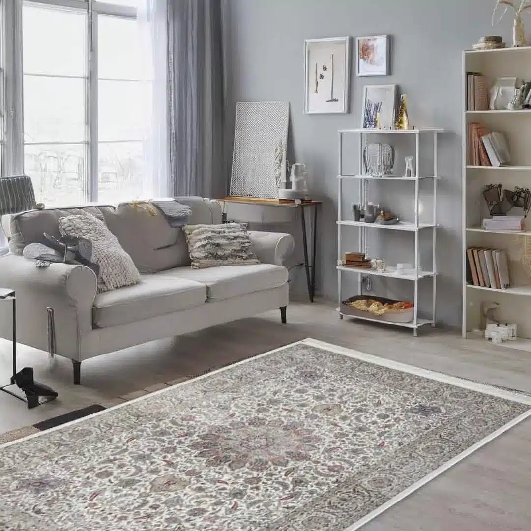 Ornate Persian Floral Ivory Rug - Angela Reed - 