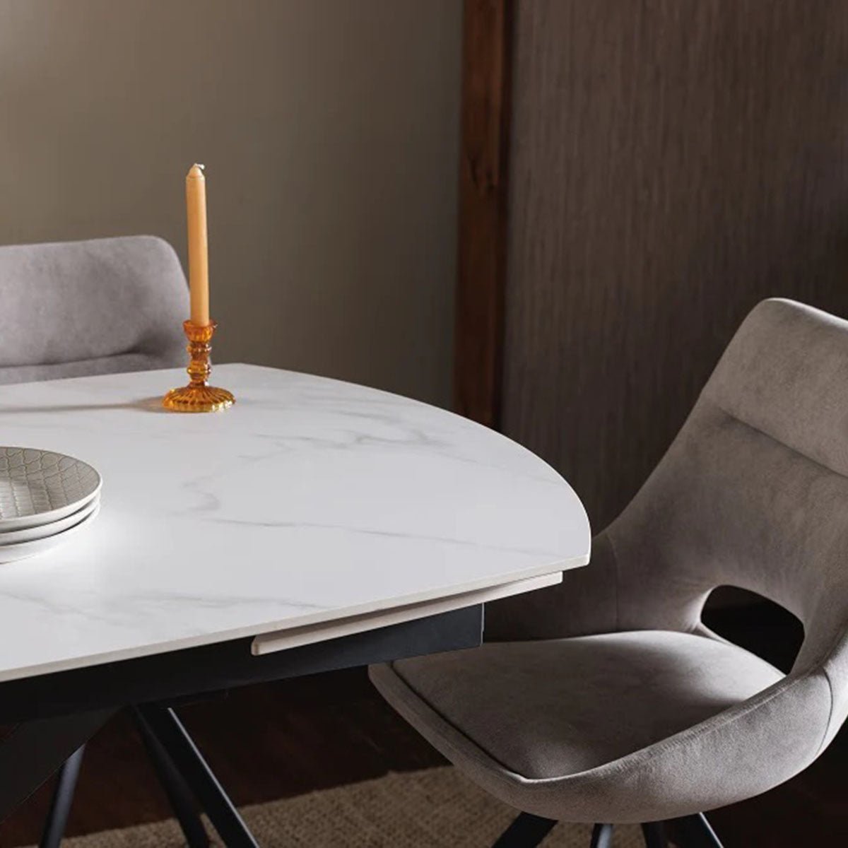 Oslo Sintered Stone Table Grey,White