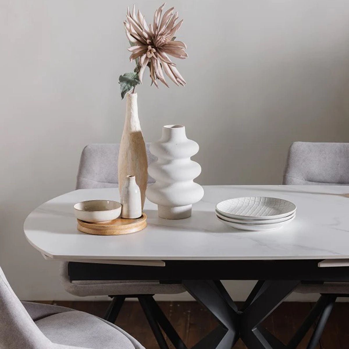 Oslo Sintered Stone Table Grey,White