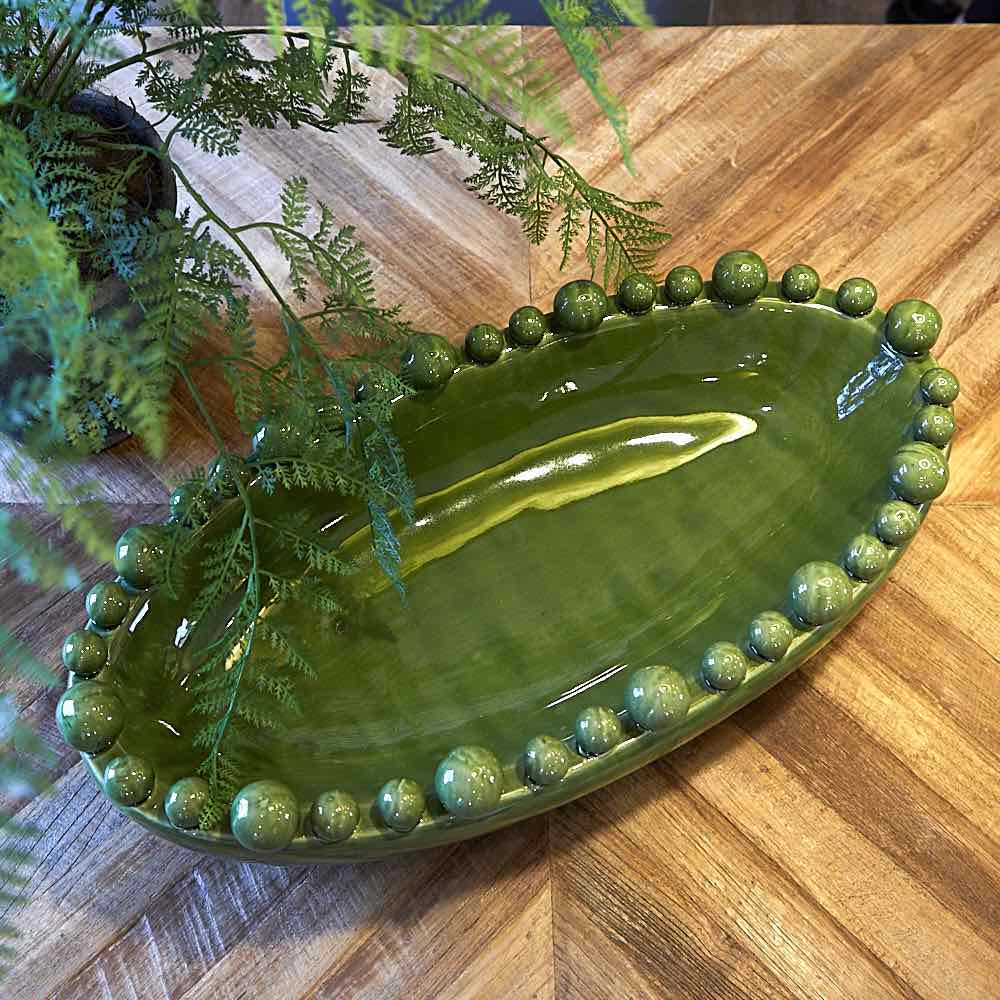 Oval Bobble Bowl, Green