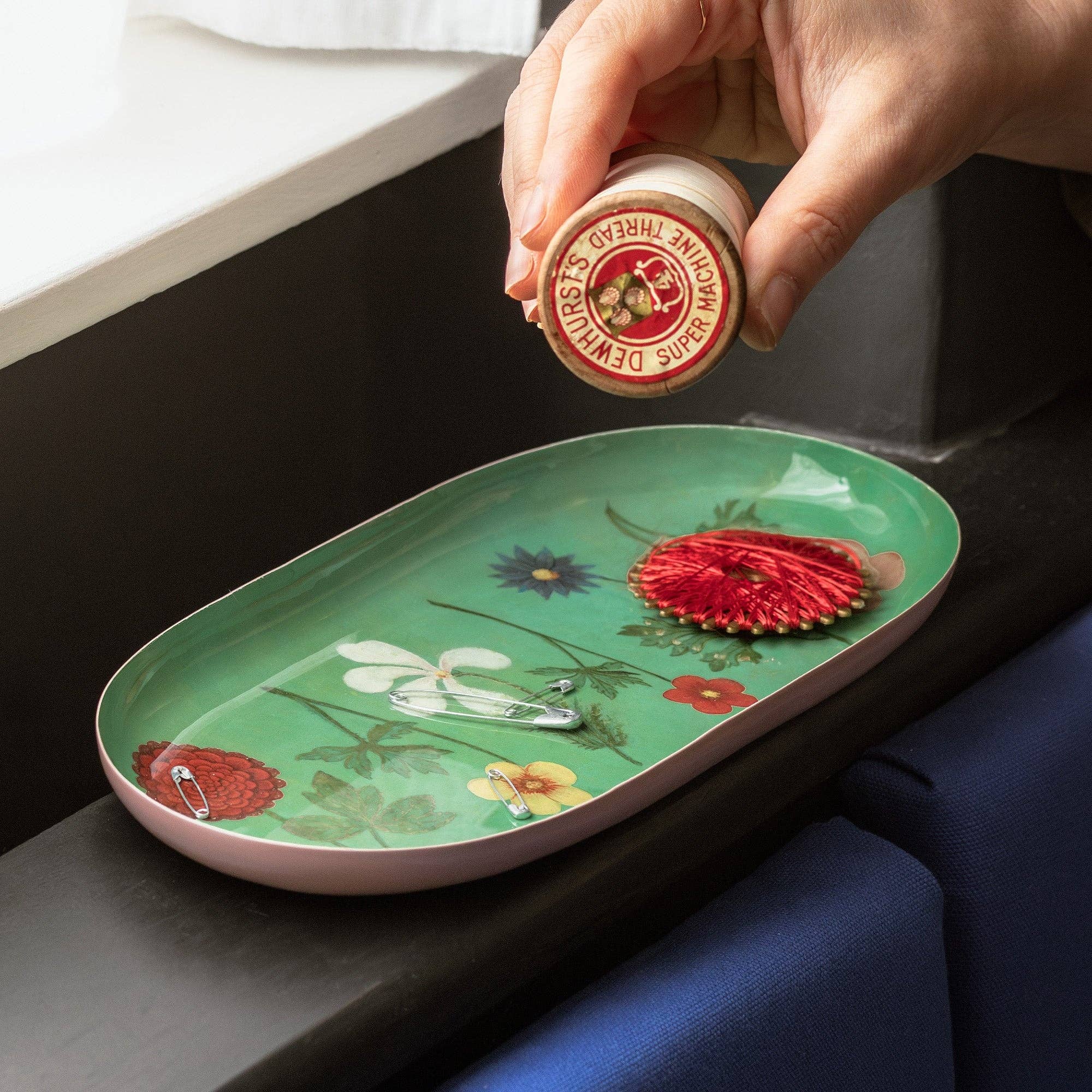 Oval Festival of Flowers Enamel Tray