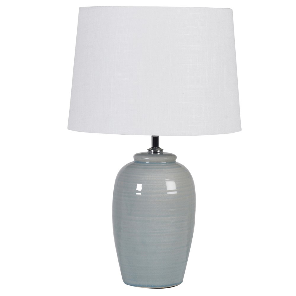 Pale Green Table Lamp with Linen Shade - Angela Reed - 